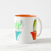 Tasse 2 Couleurs Dessin de cactus mexicain mignon (Devant droit)