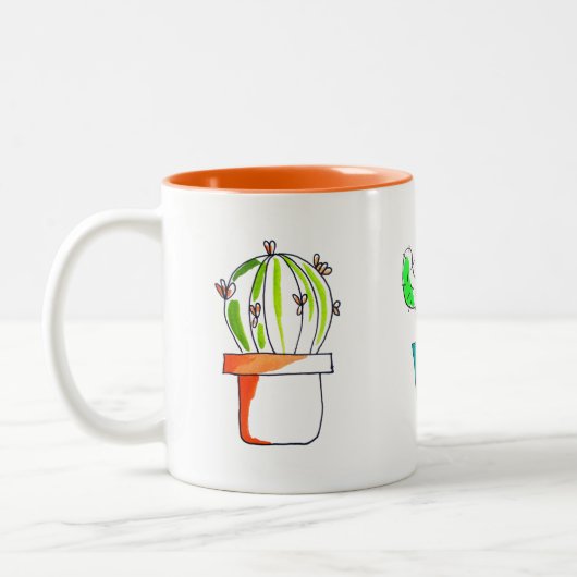 Tasse 2 Couleurs Dessin de cactus mexicain mignon (Gauche)