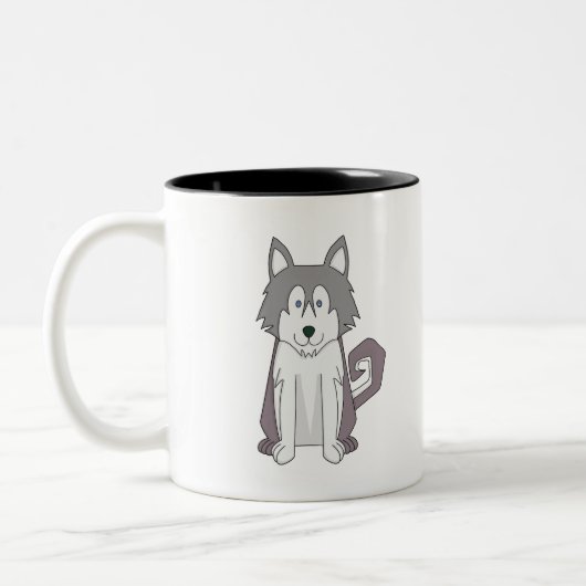 Tasse 2 Couleurs Dessin de chien Extraordinaire Sibérie Husky (Gauche)