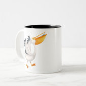 Tasse 2 Couleurs Dessin de Cute pélican (Devant gauche)
