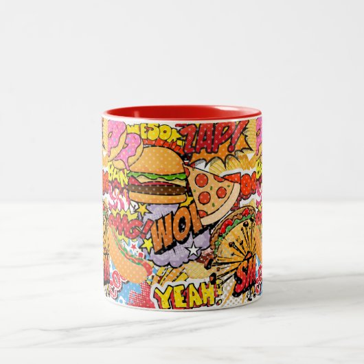 Tasse 2 Couleurs Dessin de nourriture (Centre)