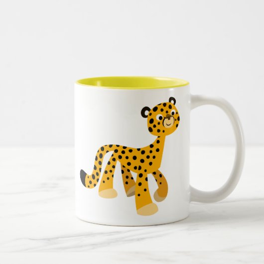 Tasse 2 Couleurs Dessin de promenade mignon Cheetah (Droit)