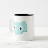 Tasse 2 Couleurs Dessin d'éléphant bleu bébé (Devant gauche)