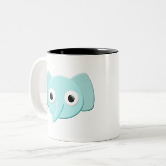 Tasse 2 Couleurs Dessin d'éléphant bleu bébé (Devant gauche)