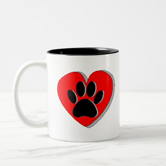 Tasse 2 Couleurs Dessin du coeur du chien (Gauche)