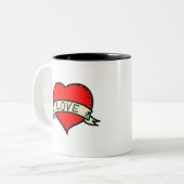 Tasse 2 Couleurs Dessin en forme de coeur (Devant gauche)