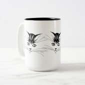 Tasse 2 Couleurs Dessin face de chat (Devant gauche)