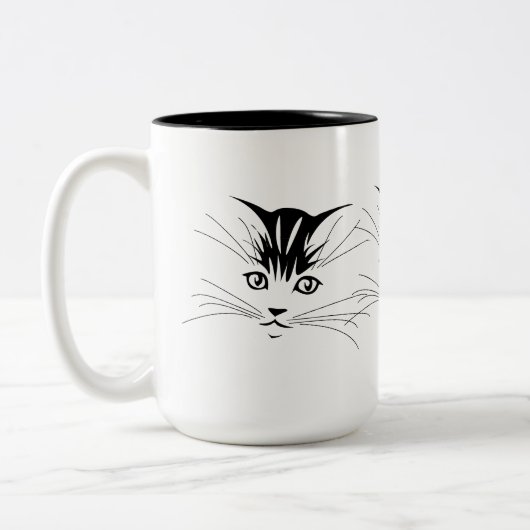 Tasse 2 Couleurs Dessin face de chat (Gauche)