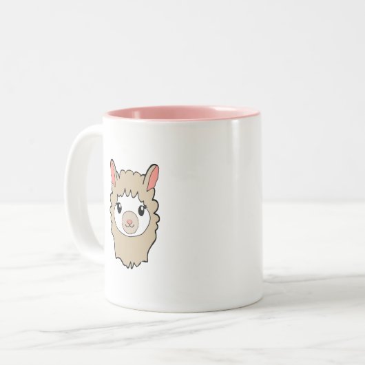 Tasse 2 Couleurs Dessin face de llama mignon (Devant gauche)