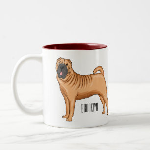 Tasse 2 Couleurs dessin humoristique chinois de chien Shar-Pei
