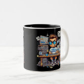 Tasse 2 Couleurs Dessin humoristique de support technique (Devant droit)