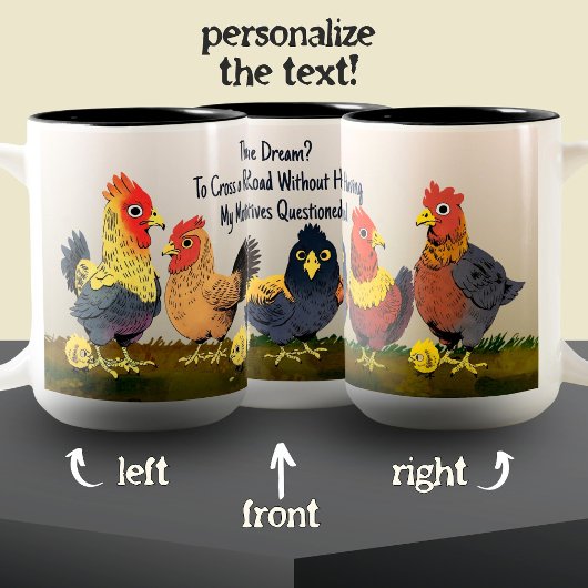 Tasse 2 Couleurs Dessin humoristique Poulet Drôle Phrase