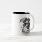 Tasse 2 Couleurs Dessin mignon de chien de Schnauzer (Devant droit)