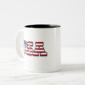 Tasse 2 Couleurs Dessin patriotique du drapeau américain (Devant gauche)