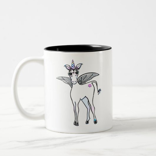 Tasse 2 Couleurs Dessin Unicorne mignon (Gauche)