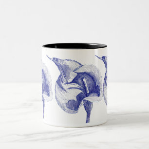 Tasse 2 Couleurs Dessin vintage calla fleur illustrée