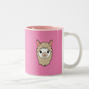Tasse 2 Couleurs Dessin Visage Llama Rose