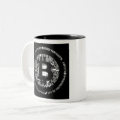 Tasse 2 Couleurs Détail de Bitcoin dans B&W (Devant gauche)