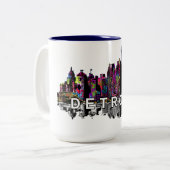 Tasse 2 Couleurs Detroit, Michigan en graffiti (Devant gauche)