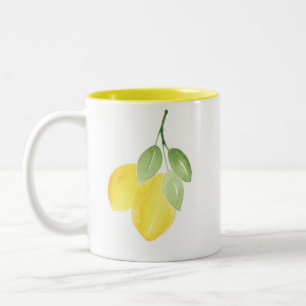 Tasse 2 Couleurs Deux citrons aquarelles