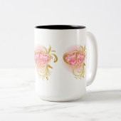 Tasse 2 Couleurs Deux Coeurs Joints Rose (Devant droit)