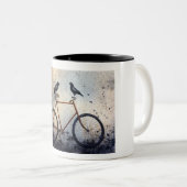 Tasse 2 Couleurs Deux corbeaux à vélo (Devant droit)