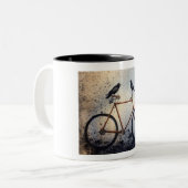 Tasse 2 Couleurs Deux corbeaux à vélo (Devant gauche)