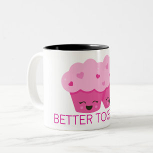 Tasse 2 Couleurs Deux Cupcakes Roses Meilleurs Ensemble pour la Sai