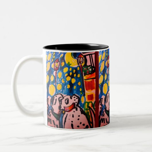 Tasse 2 Couleurs Deux Dalmatiens adorent l'art (Gauche)