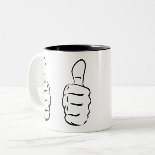 Tasse 2 Couleurs Deux Grands Pouces (Devant gauche)