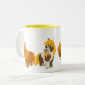 Tasse 2 Couleurs Deux mignons poneys en caricature (Devant gauche)
