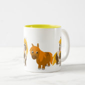 Tasse 2 Couleurs Deux mignons poneys en caricature (Devant droit)