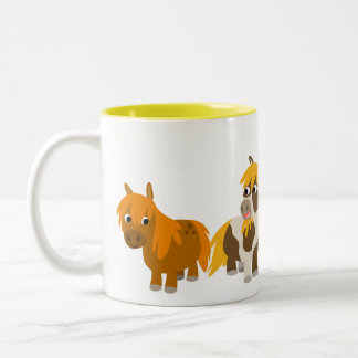 Tasse 2 Couleurs Deux mignons poneys en caricature