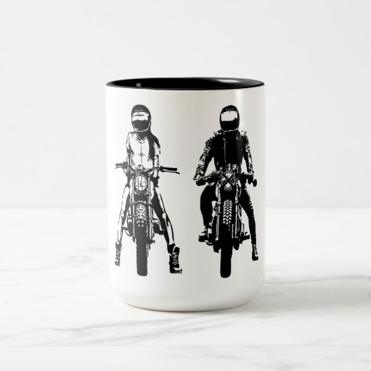 Tasse 2 Couleurs Deux motards noirs et blancs (Centre)
