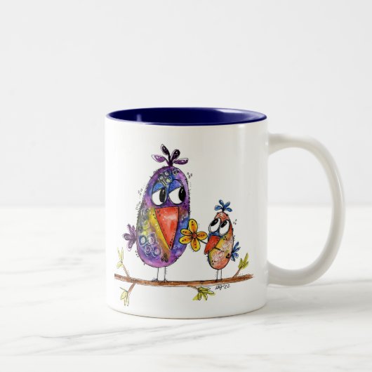 Tasse 2 Couleurs Deux oiseaux mignons et capricieux (Droit)
