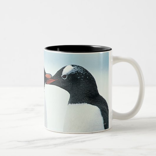 Tasse 2 Couleurs Deux pingouins touchant des becs (Droit)