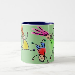 Tasse 2 Couleurs Deux tongs avec dessin animé pour enfants.