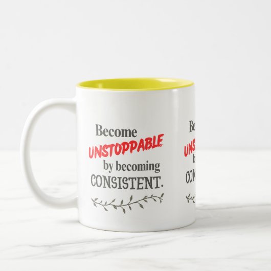 Tasse 2 Couleurs Devenez Inarrêtable en Devenant Consistant  (Gauche)