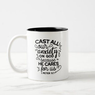 Tasse 2 Couleurs Déversez Toute Votre Anxiété – 1 Pierre 5:7 Verset