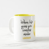Tasse 2 Couleurs Devis jaune citron amusant (Devant gauche)