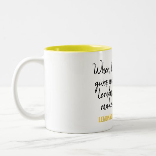 Tasse 2 Couleurs Devis jaune citron amusant (Gauche)