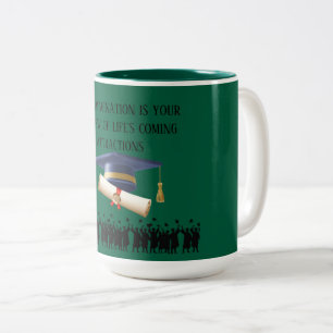 Tasse 2 Couleurs devise de fin d'études d'Einstein vert chasseresse