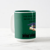 Tasse 2 Couleurs devise de fin d'études d'Einstein vert chasseresse (Devant gauche)