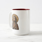 Tasse 2 Couleurs Dévotion sculptée Marie en bois (Devant gauche)