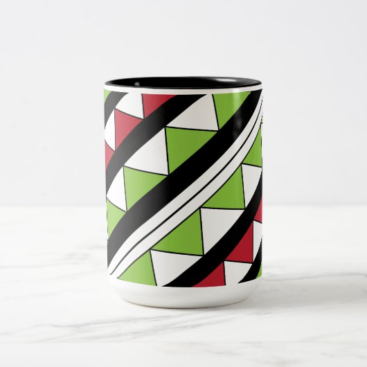 Tasse 2 Couleurs Diagonal Grandes Vert Jaune Triangles Moderne (Centre)