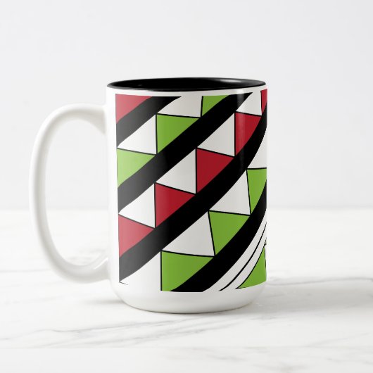 Tasse 2 Couleurs Diagonal Grandes Vert Jaune Triangles Moderne (Gauche)