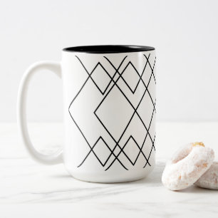 Tasse 2 Couleurs Diamant géométrique géométrique noir et blanc