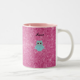 Tasse 2 Couleurs Diamants bling personnalisés de hibou de nom