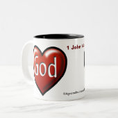 Tasse 2 Couleurs Dieu est coeur d'amour (Devant gauche)