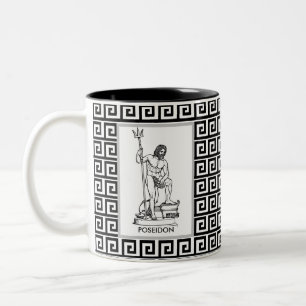 Tasse 2 Couleurs Dieu grec sur fond de motif grec noir et blanc